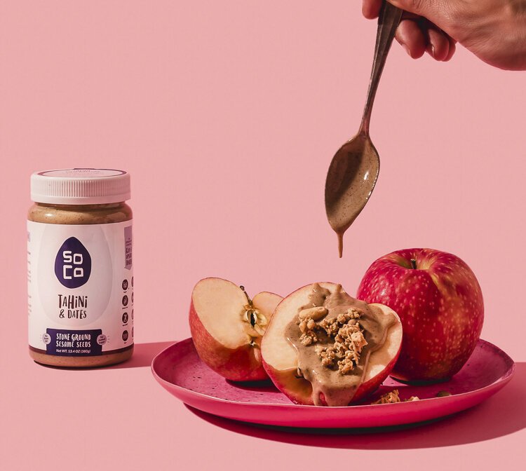 Tahini and Dates with apple